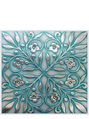 24-Pack of 8 x8 Peel and Stick Backsplash Wallpaper Tiles Teal and Silver